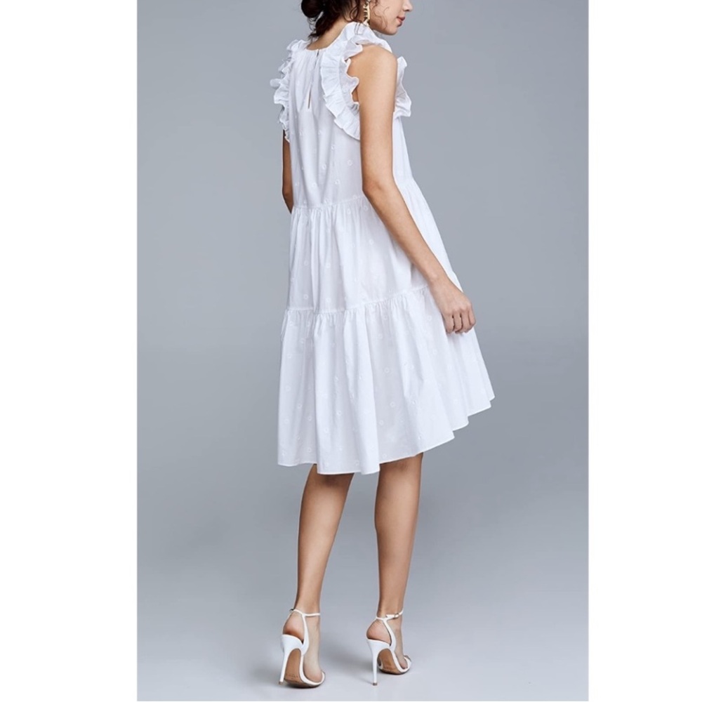 Ulla Johnson White Ruffle Tiered Midi Dress Size 2